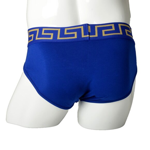 Versace Men's Blue & Gold Greeca Low Rise Slip Underwear Versace Sz 6 US L IT 52 - Picture 3 of 7